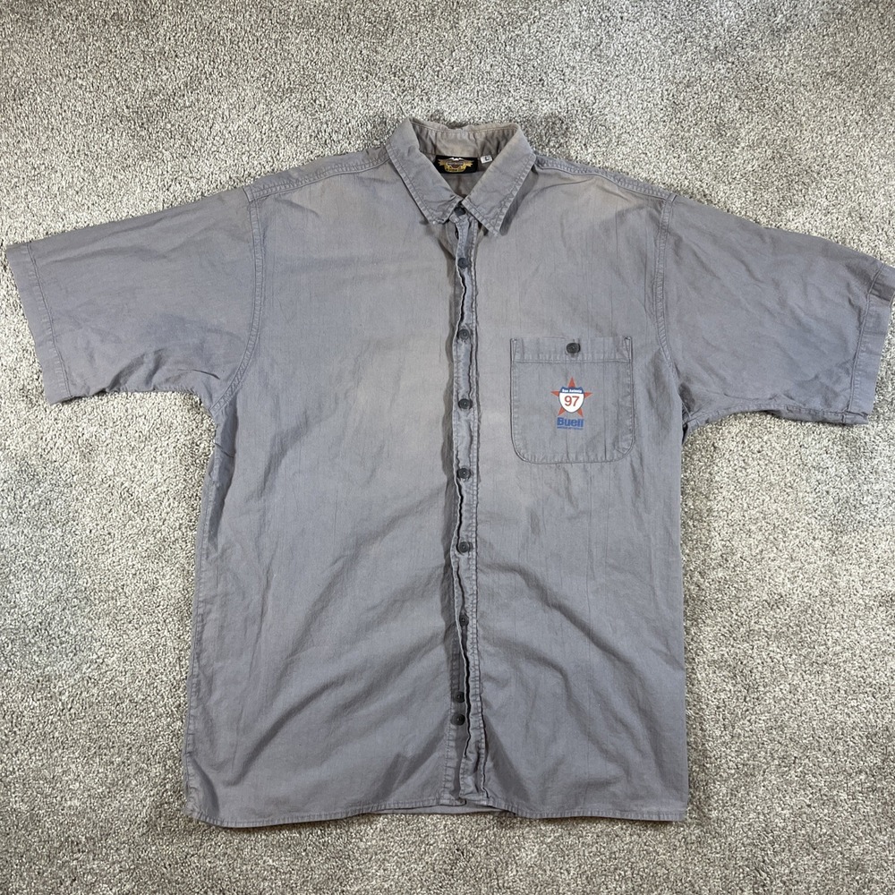 VTG 90s Gray Harley-Davidson Eagle 'An American Legend' Button Up Shirt Men's‎ L